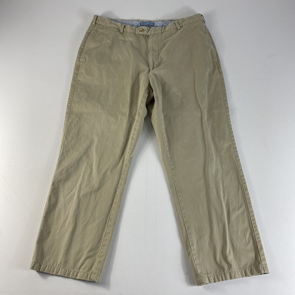 Peter Millar Golf Pants Mens 36x28 Beige Flat Front Chino Pima Cotton Straight